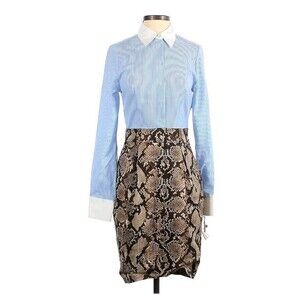 Altuzarra Pinstripe Blue and Brown Snakeprint Career Office Dress